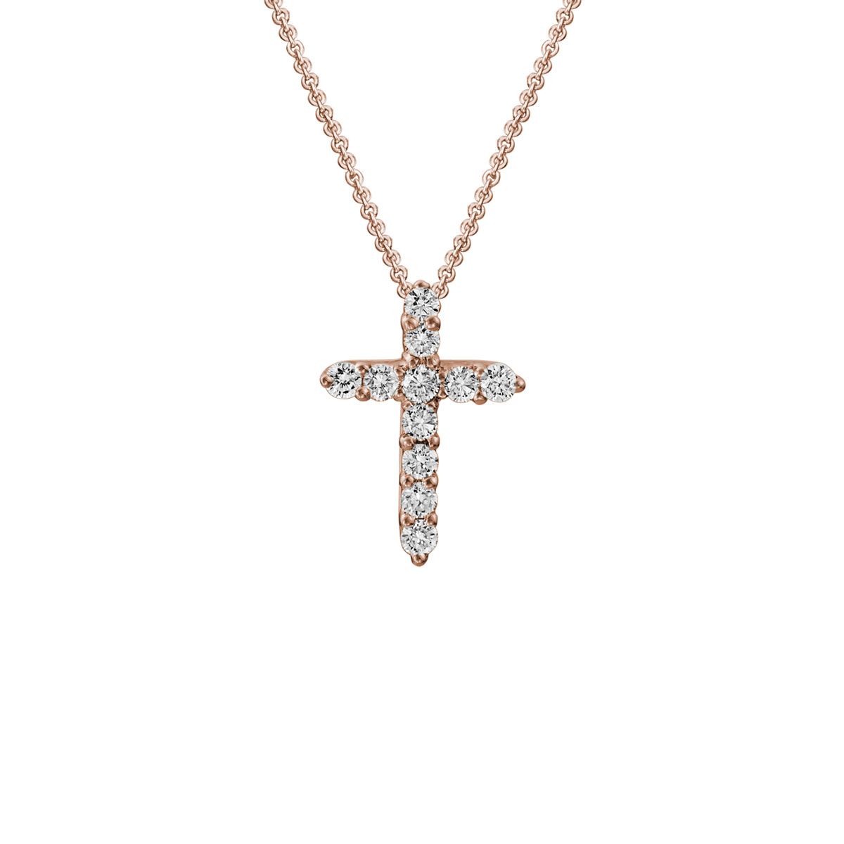 Diamond Cross Pendant in Rose Gold, 0.26 cttw, 18