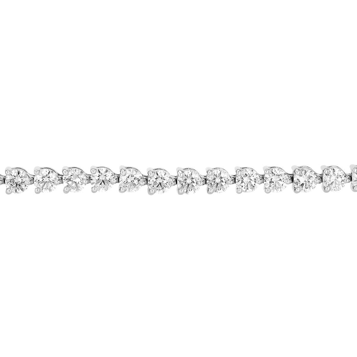 Diamond 3 Prong Tennis Bracelet in White Gold, 9.00 aptw