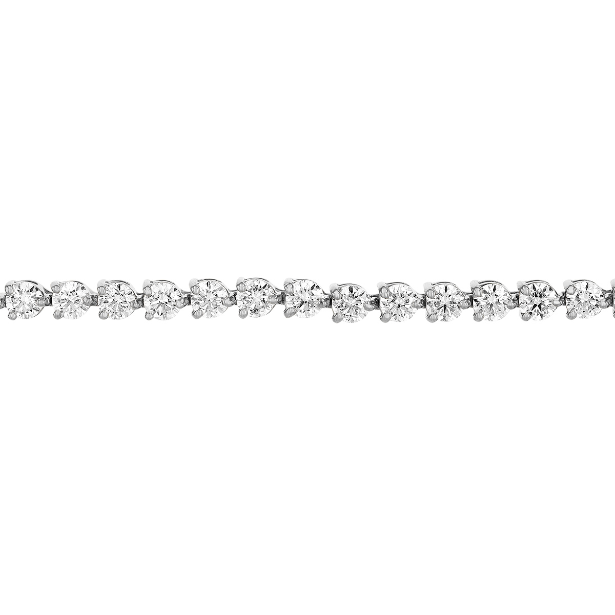 Diamond 3 Prong Tennis Bracelet in White Gold, 7.10 aptw
