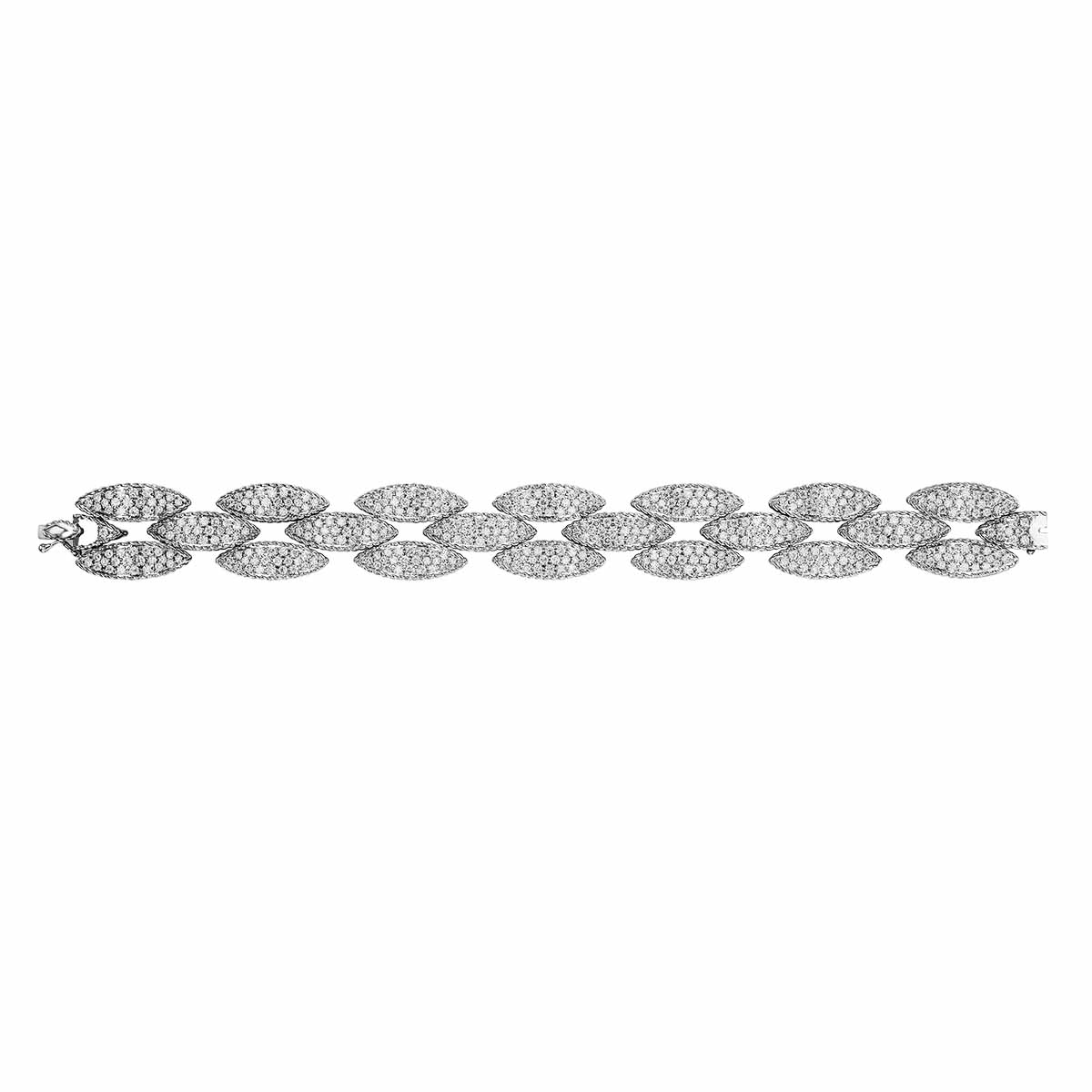 Roberto Coin Diamond Pavé Leaf Pattern Bracelet in White Gold, 7
