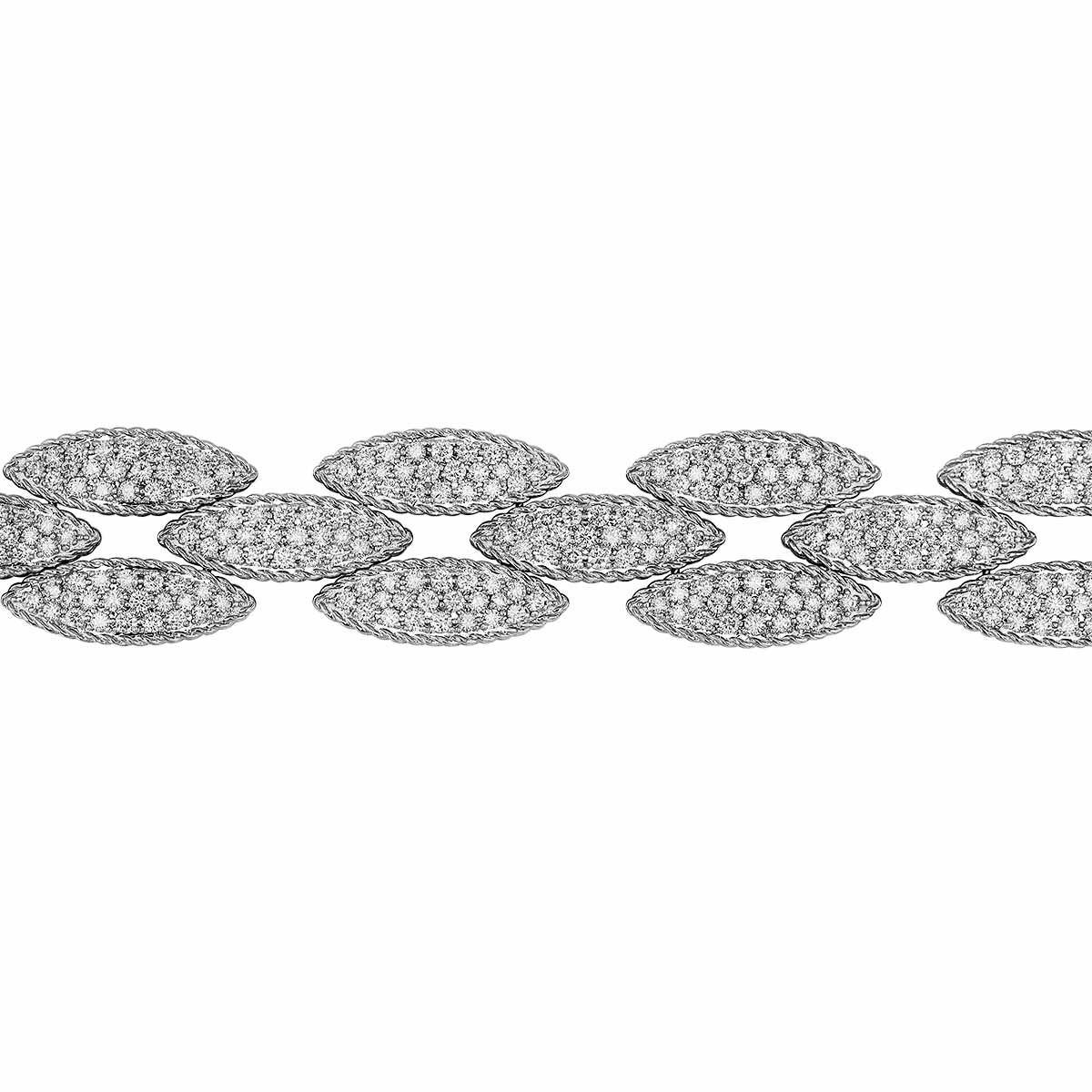 Roberto Coin Diamond Pavé Leaf Pattern Bracelet in White Gold, 7