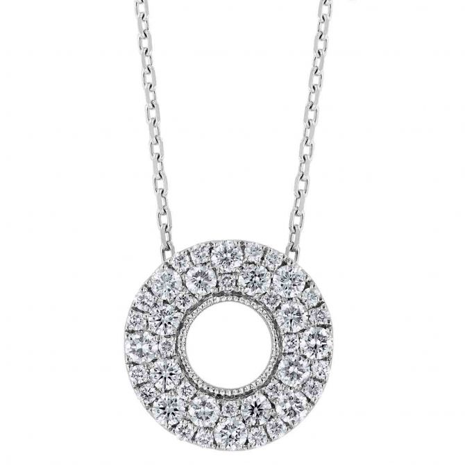 Frederic Sage Diamond Pavé Open Circle Necklace in White Gold, 18"