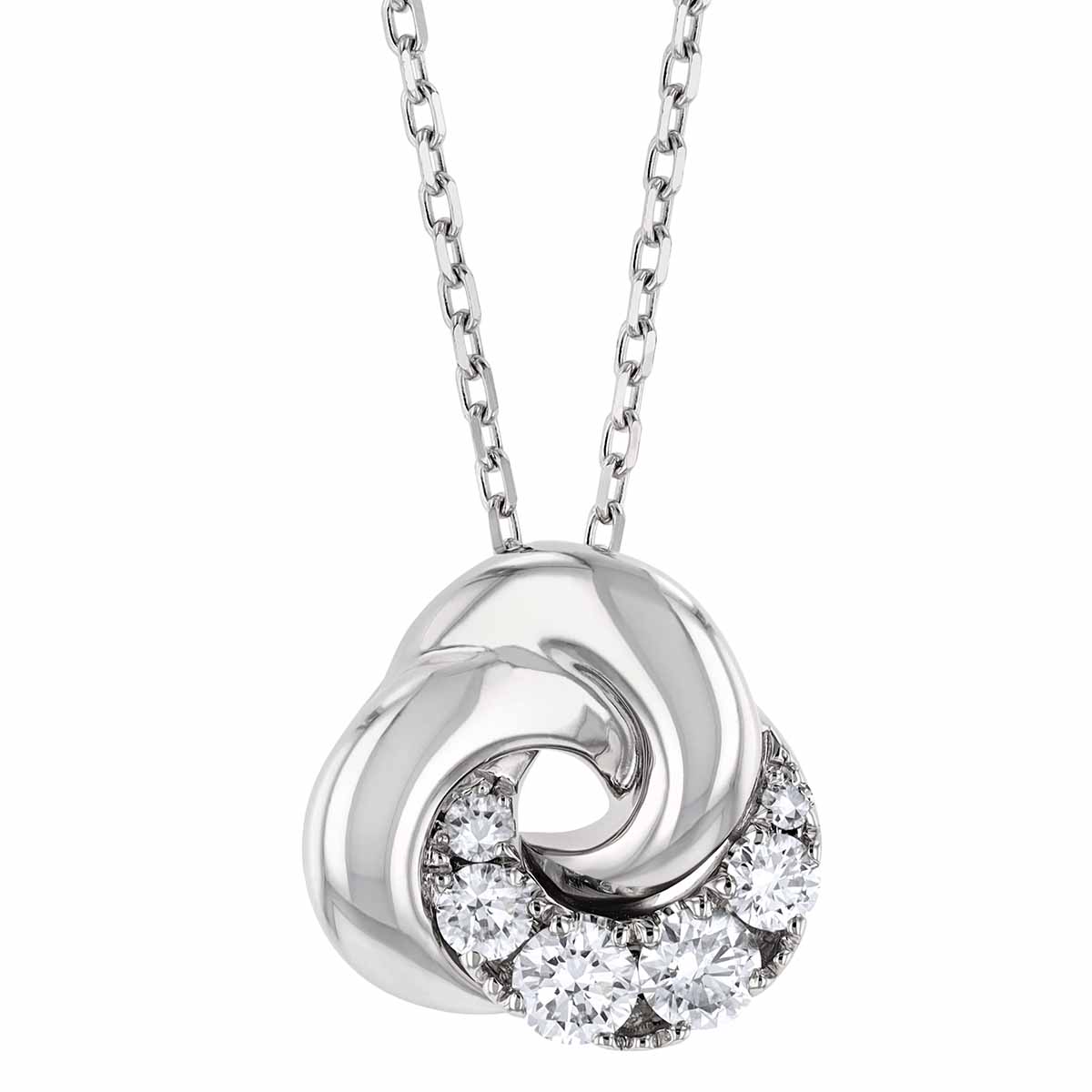 Frederic Sage Diamond Mini Swirl Love Knot Pendant in White Gold, 18 ...
