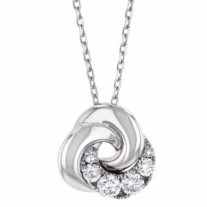 Frederic Sage Diamond Mini Swirl Love Knot Pendant  in White Gold, 18"