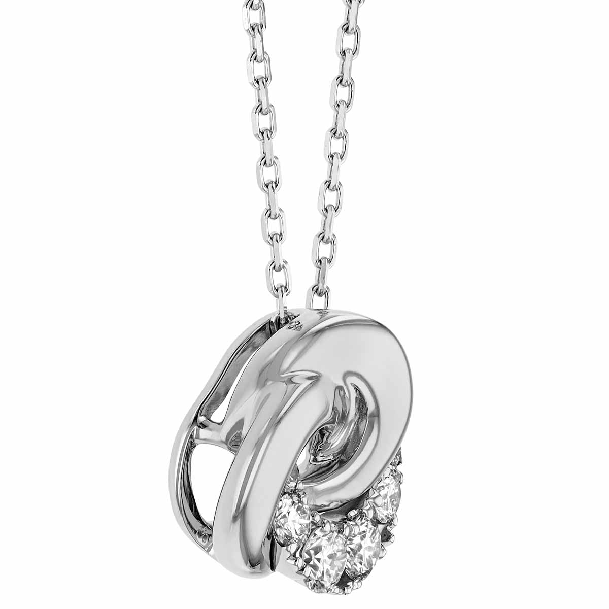 Frederic Sage Diamond Mini Swirl Love Knot Pendant  in White Gold, 18