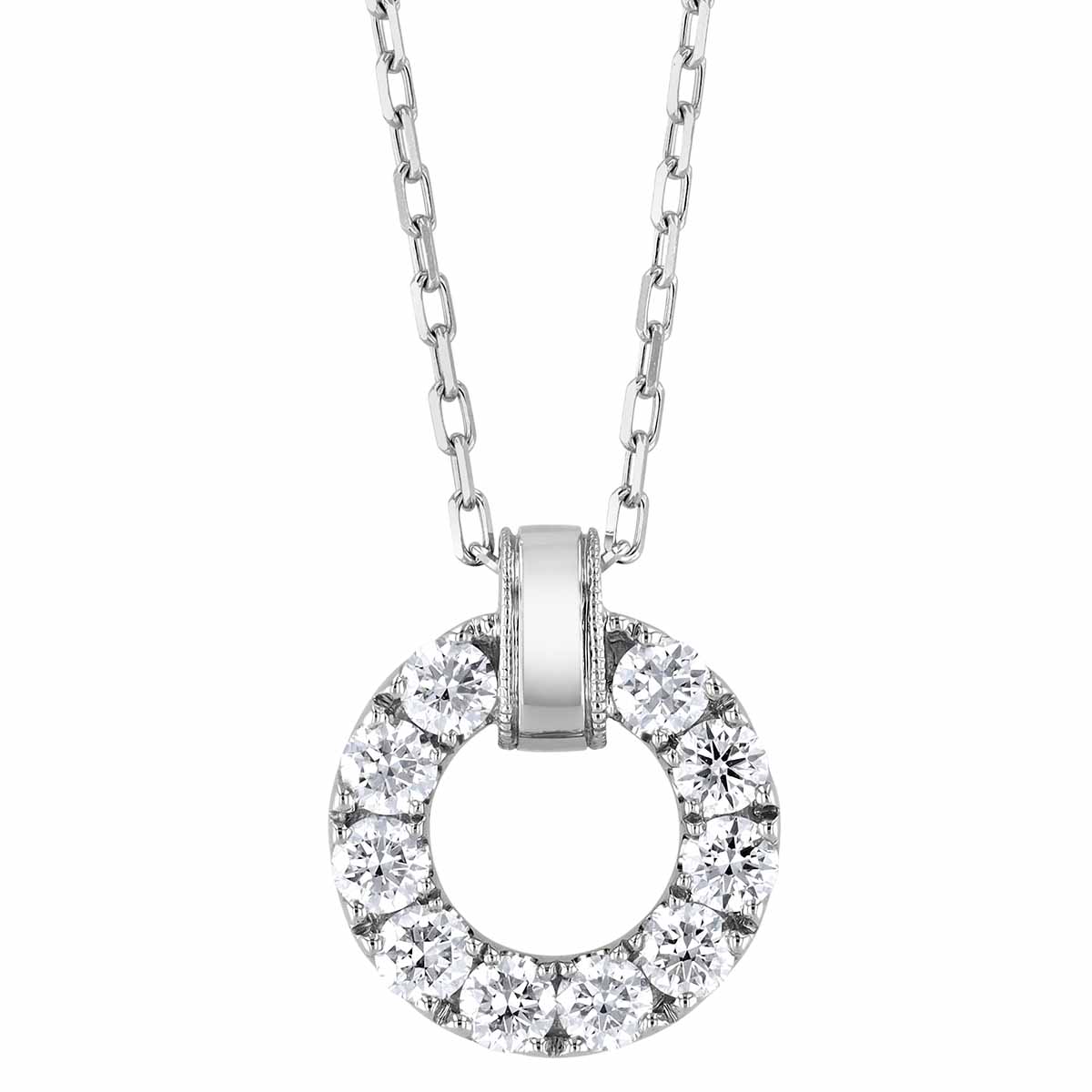 Frederic Sage Diamond Open Circle Pendant in White Gold, 18