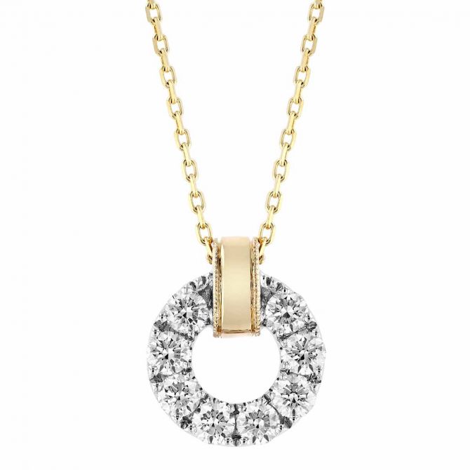 Frederic Sage Mini Diamond Open Circle Pendant in White & Yellow Gold, 18"