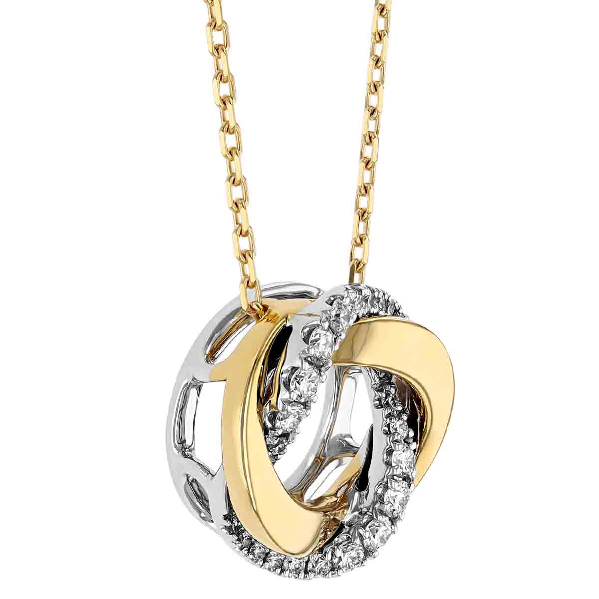 Frederic Sage Diamond Mini Swirl Rosette Necklace in White & Yellow Gold, 18