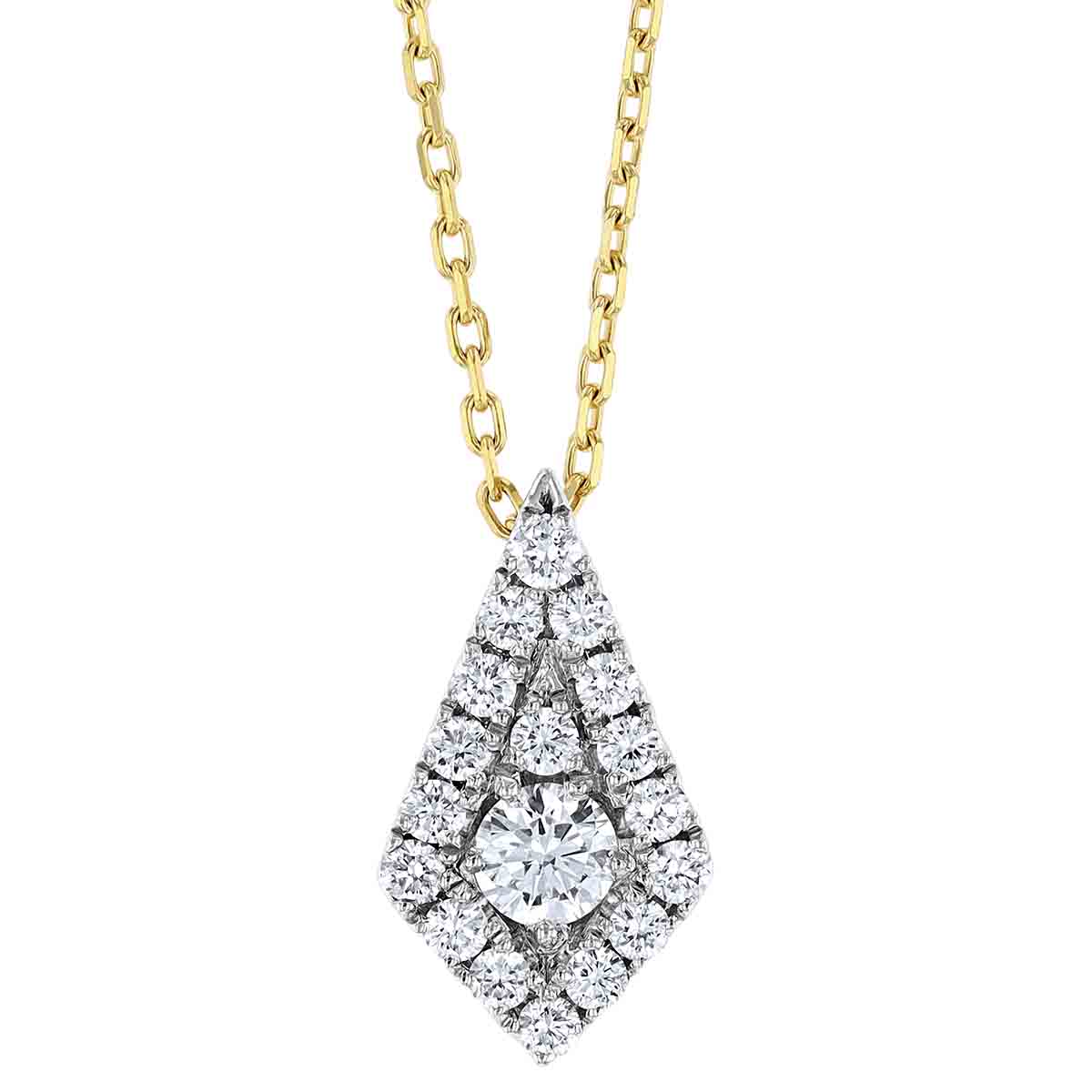 Frederic Sage Diamond Kite Pendant in White Gold with Yellow Gold Chain, 18
