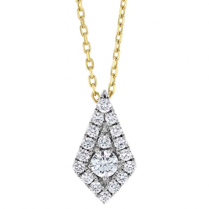 Frederic Sage Diamond Kite Pendant in White Gold with Yellow Gold Chain, 18"