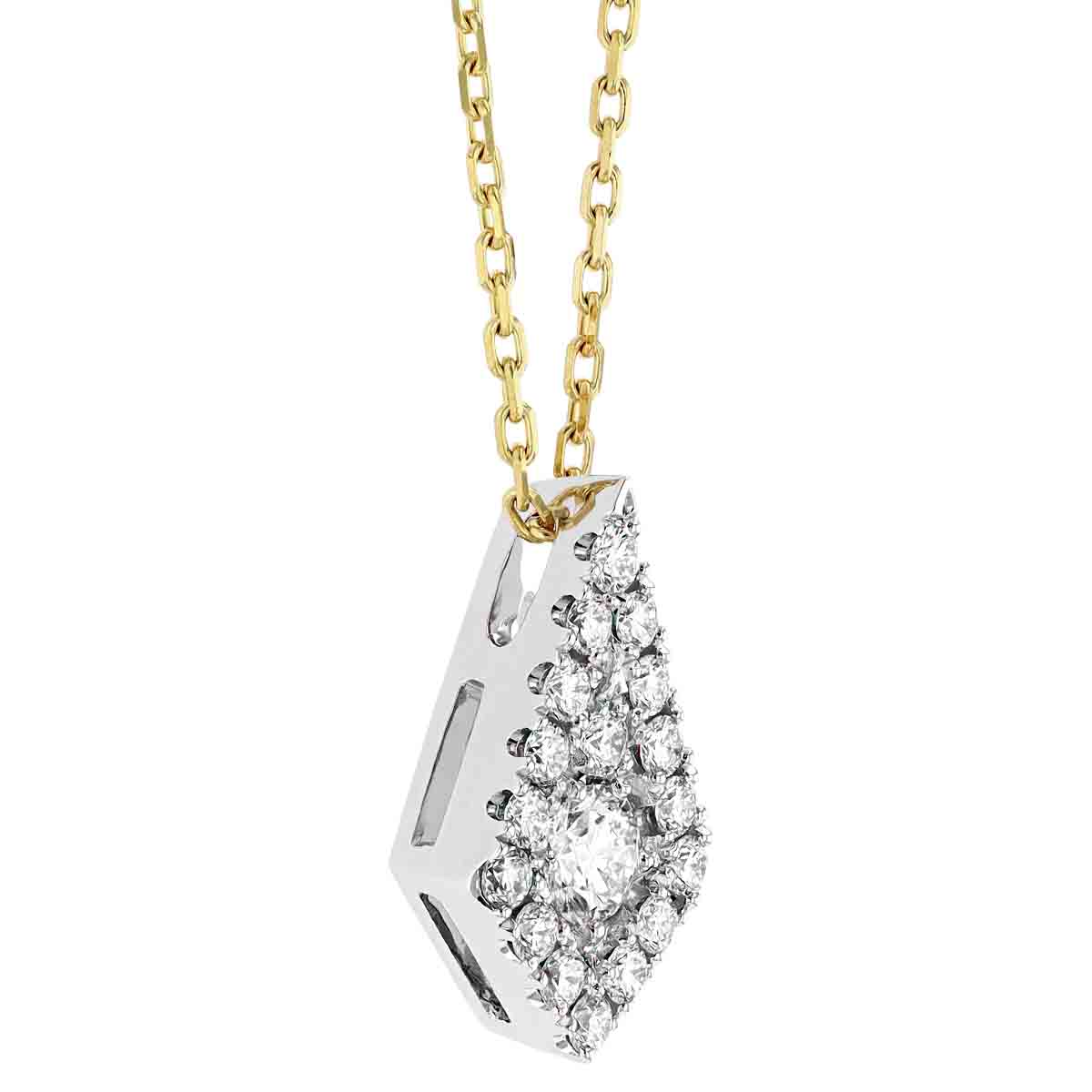 Frederic Sage Diamond Kite Pendant in White Gold with Yellow Gold Chain, 18