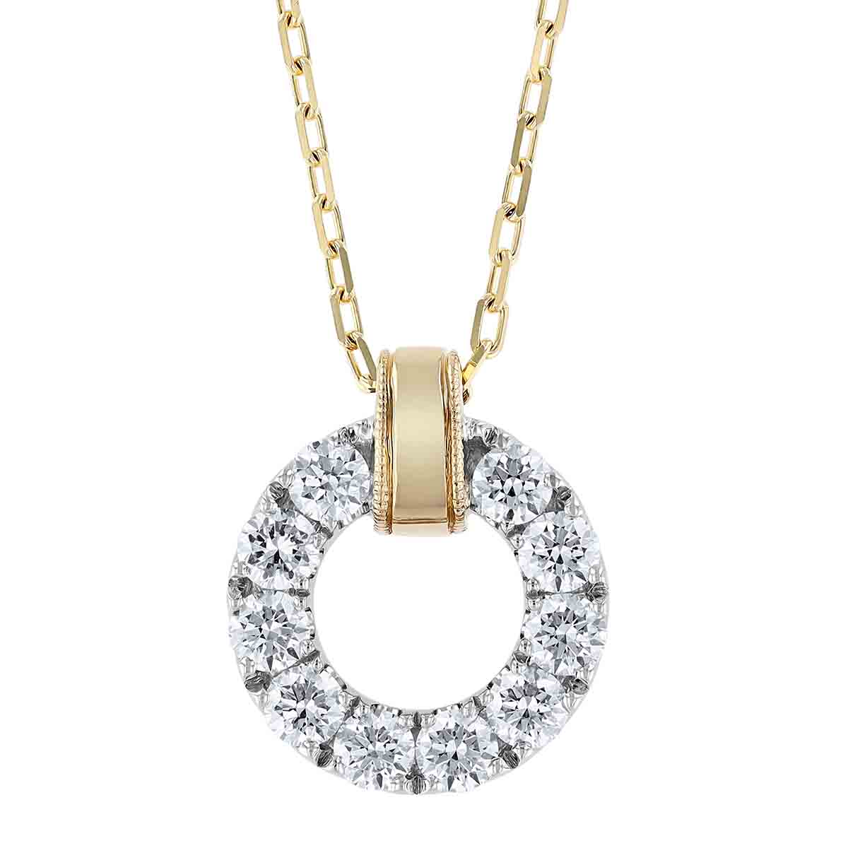 Frederic Sage Diamond Open Circle Pendant in White & Yellow Gold, 18