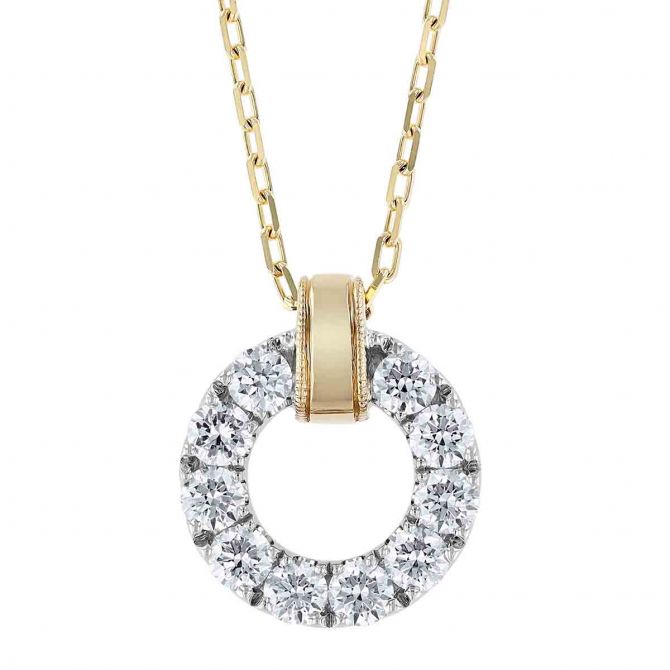 Frederic Sage Diamond Open Circle Pendant in White & Yellow Gold, 18"