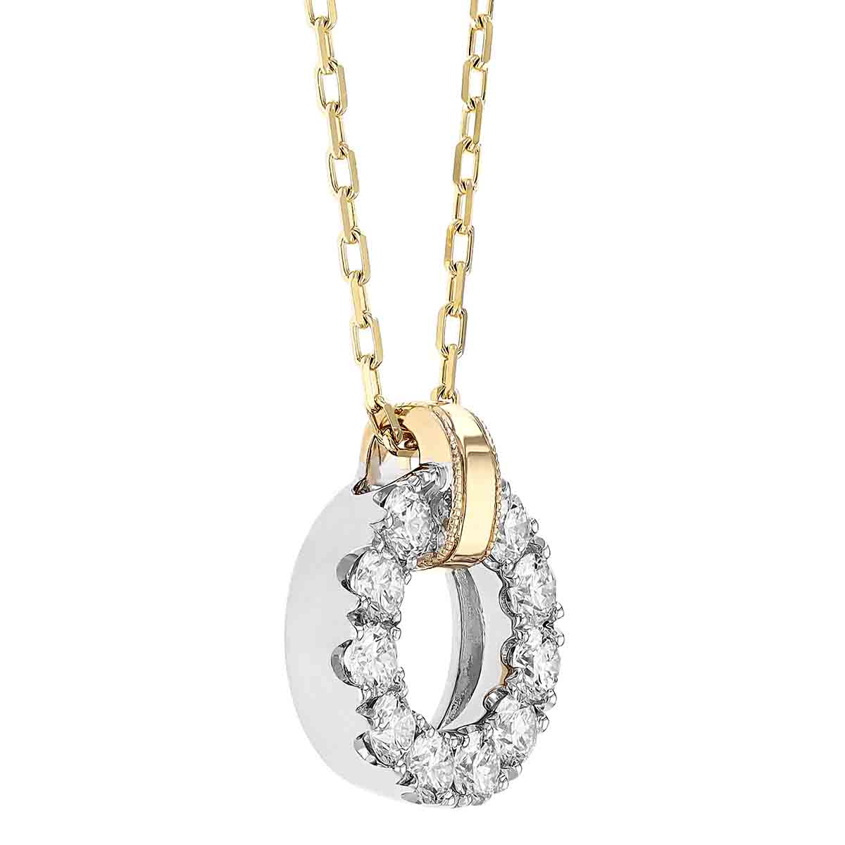 Frederic Sage Diamond Open Circle Pendant in White & Yellow Gold, 18