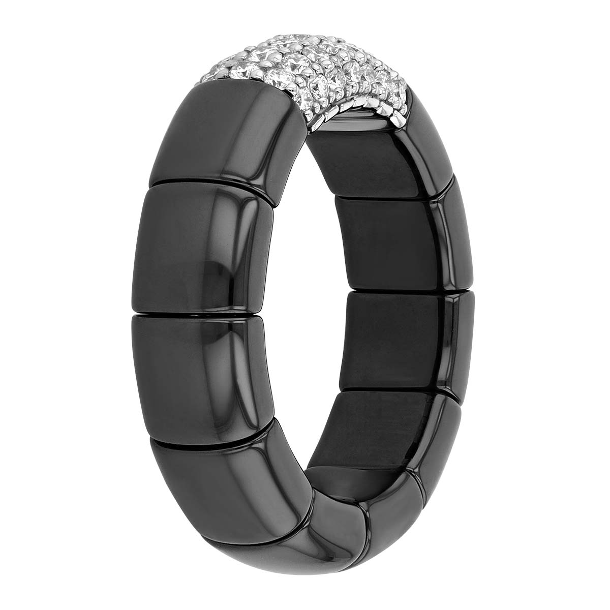 Demeglio Diamond Pavé & Black Ceramic Stretch Ring