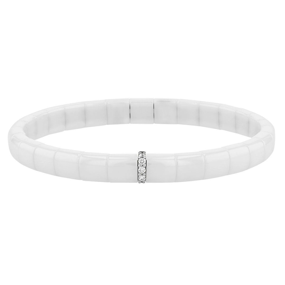 Roberto Demeglio Diamond Single Station White Ceramic Stretch Bracelet