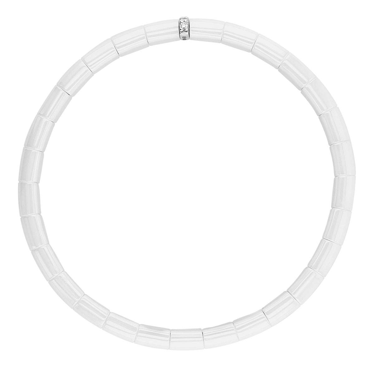 Roberto Demeglio Diamond Single Station White Ceramic Stretch Bracelet