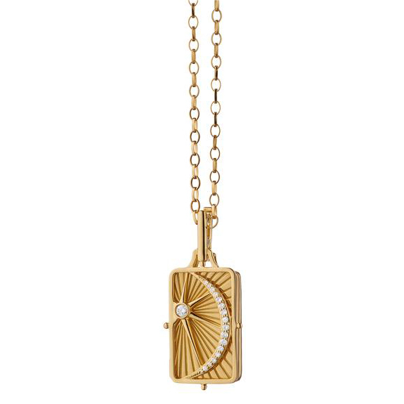 Monica Rich Kosann Sun, Moon and Stars Gate Locket in 18k Yellow Gold with Diamonds