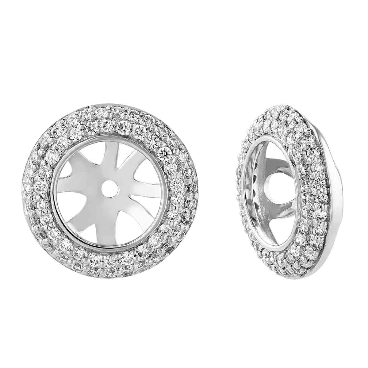 Diamond Double Halo Round Earring Jackets in White Gold