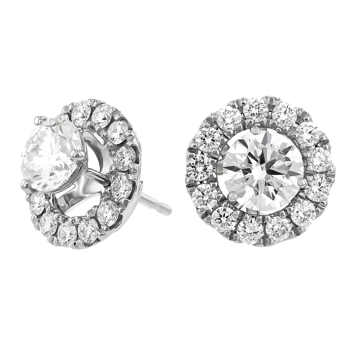 Diamond Halo Earring Jackets in White Gold