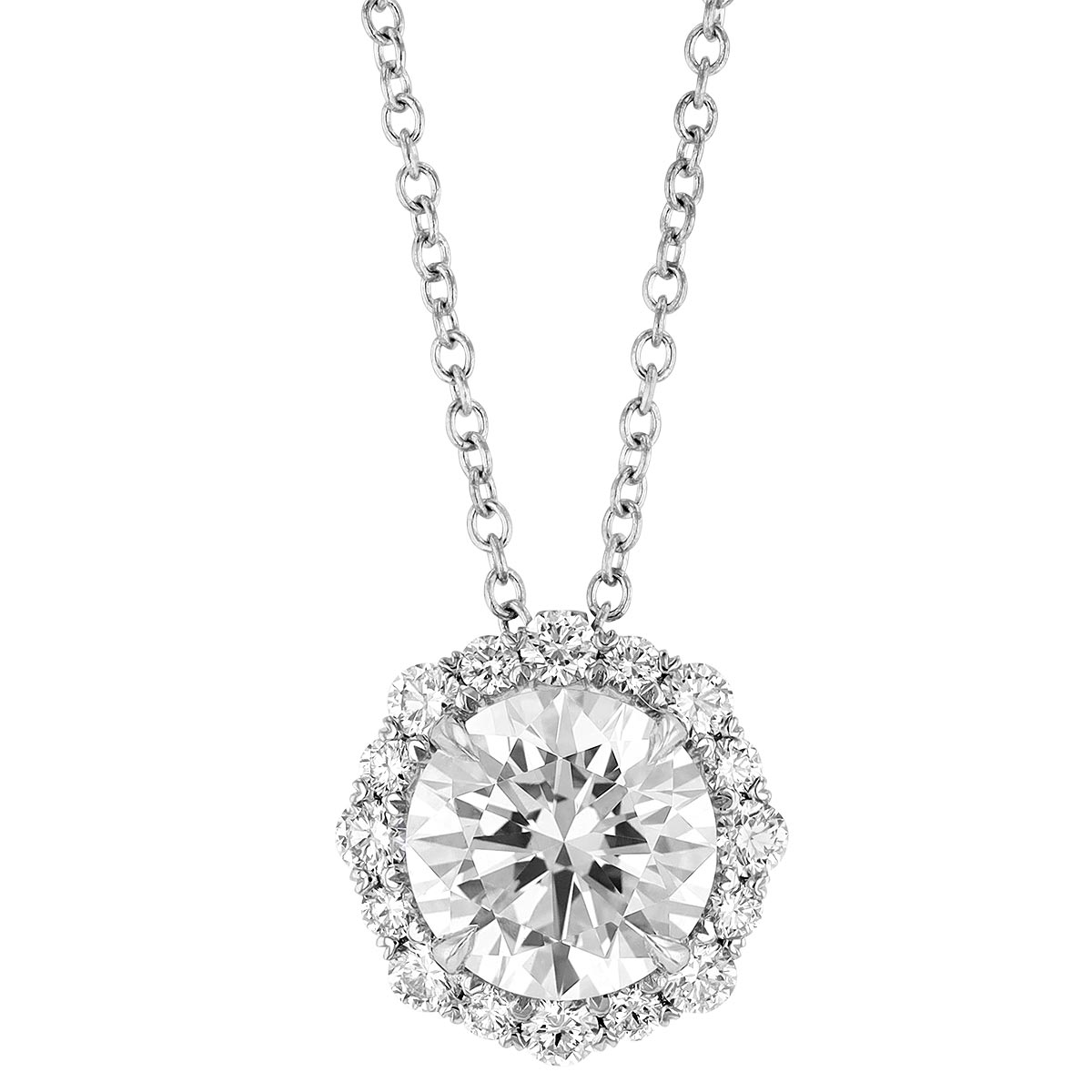Kalahari Dream Diamond Halo Pendant in White Gold