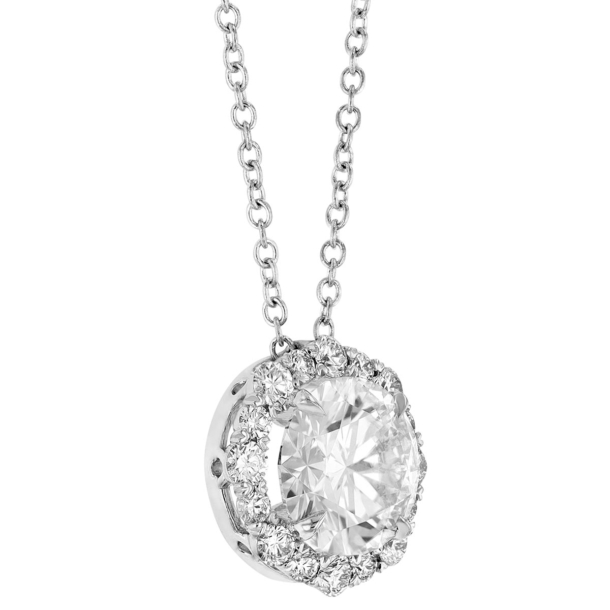 Kalahari Dream Diamond Halo Pendant in White Gold