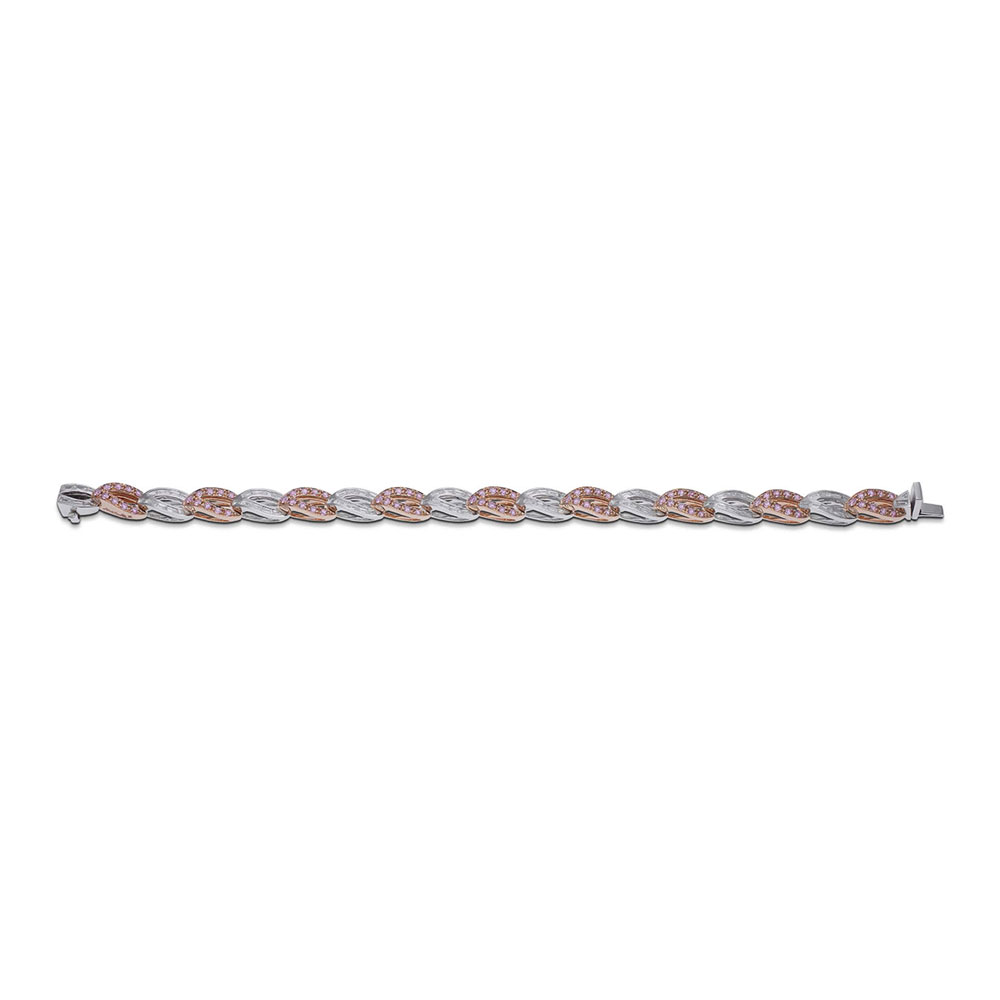 L.J. West Limited Edition Arm Candy Argyle Fancy Pink & White Diamond Link Bracelet in Rose & White
