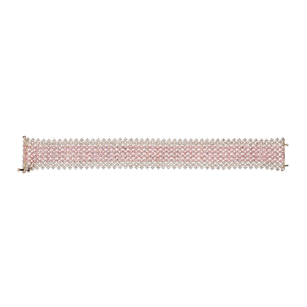 L.J. West Argyle Fancy Pink & White Diamond Bracelet in 18K Rose Gold