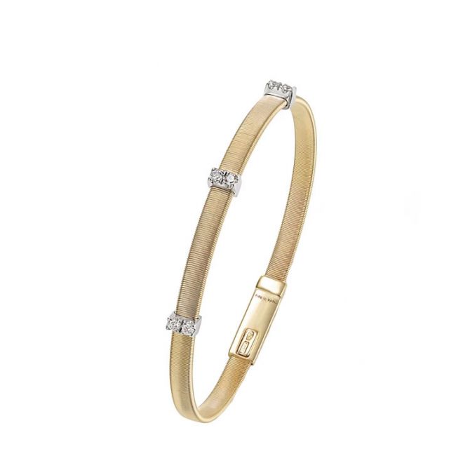 Marco Bicego Masai Collection 18k Yellow Gold and Diamond Single Strand Bracelet