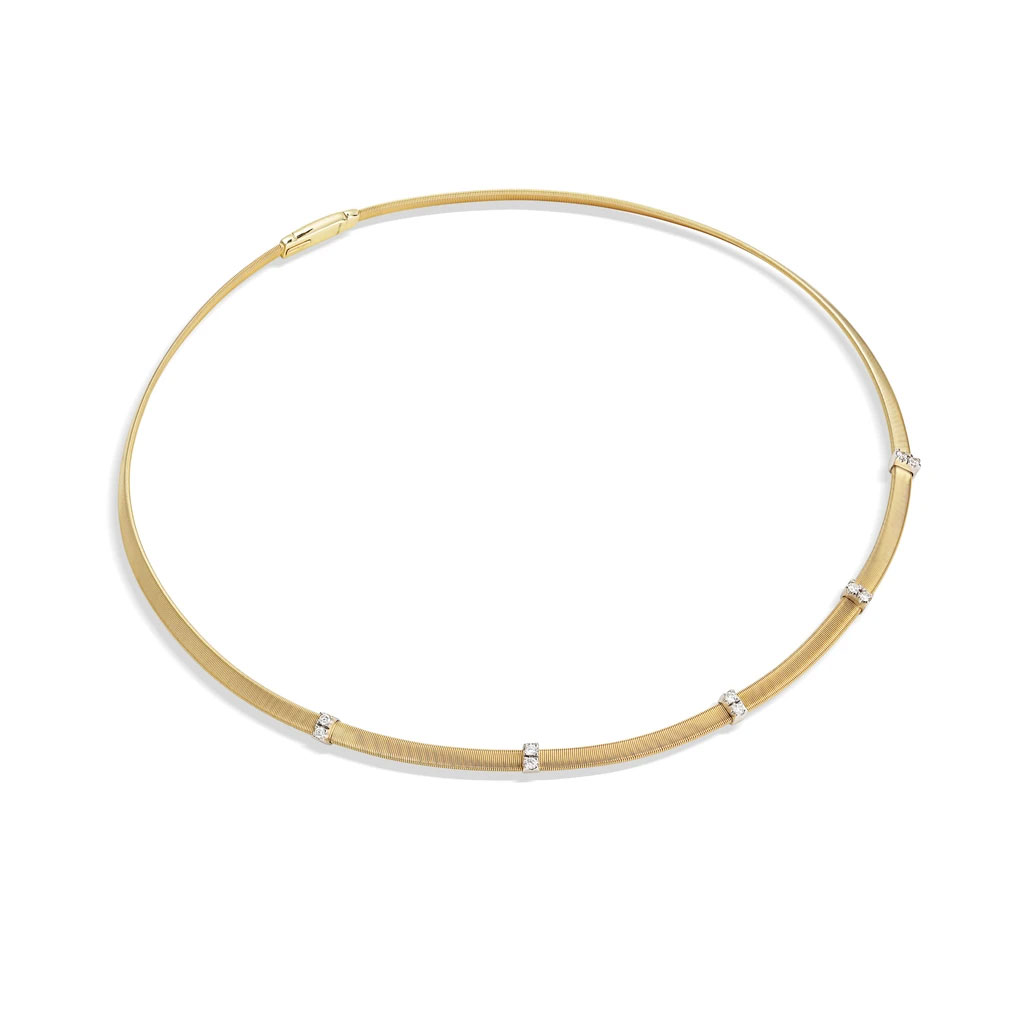 Marco Bicego Masai Collection 18k Yellow Gold and Diamond Three Station Necklace
