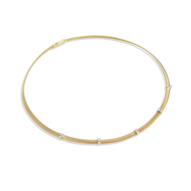 Marco Bicego Masai Collection 18k Yellow Gold and Diamond Three Station Necklace
