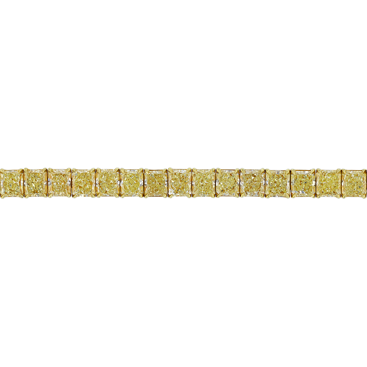 Radiant Cut Yellow Diamond Tennis Bracelet in Yellow Gold, 7.25