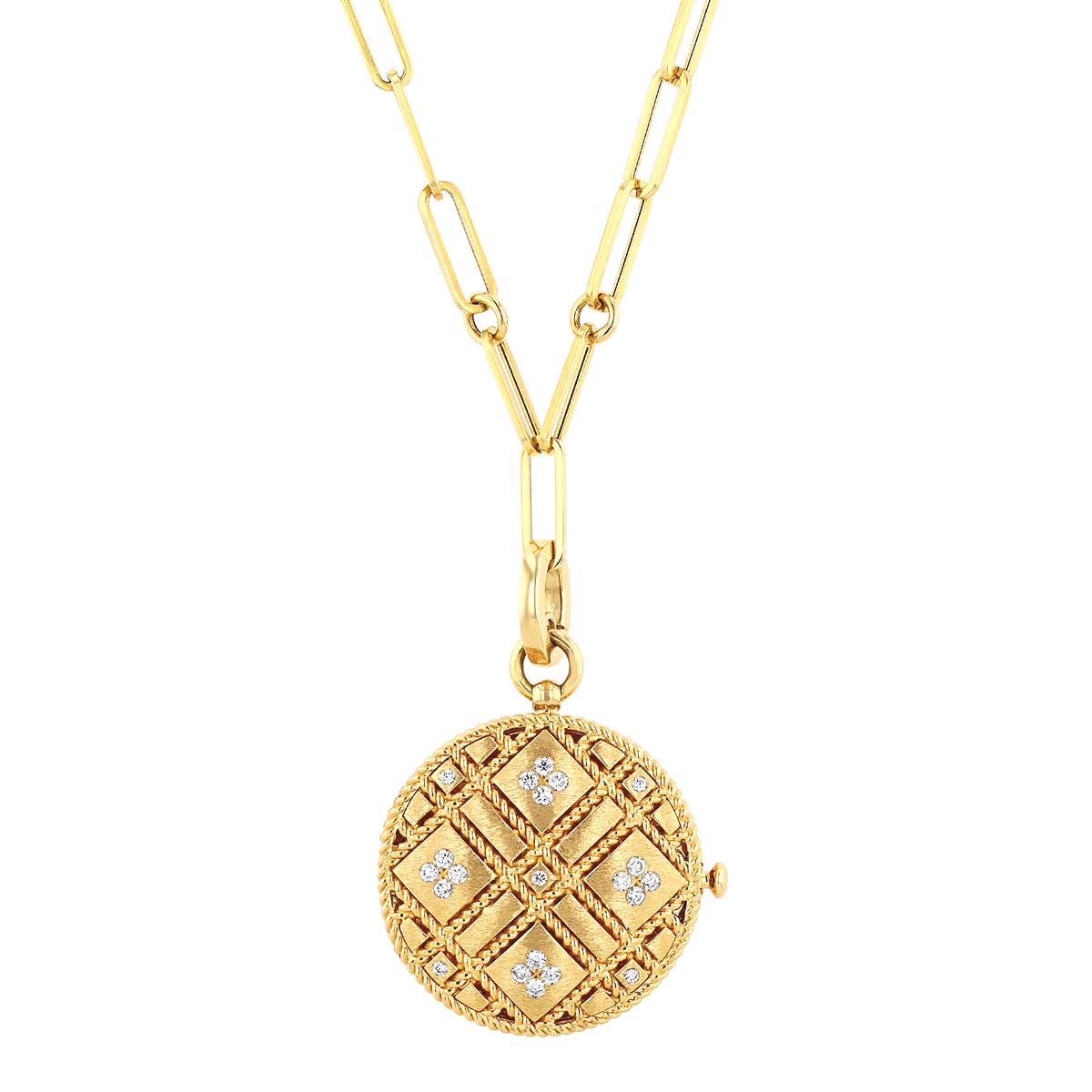 Roberto Coin Palazzo Ducale Diamond Satin Locket in Yellow Gold, 19