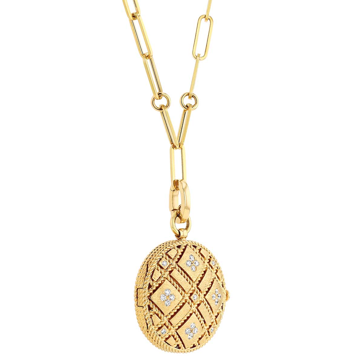 Roberto Coin Palazzo Ducale Diamond Satin Locket in Yellow Gold, 19