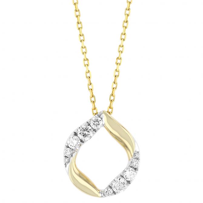 Frederic Sage Halo Kiss Half Diamond Pendant in Yellow Gold, 18"