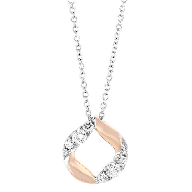 Frederic Sage Halo Kiss Small Half Diamond Pendant in Rose Gold, 18"