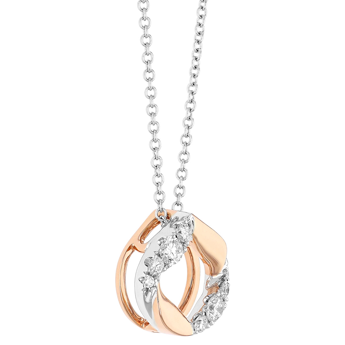 Frederic Sage Halo Kiss Small Half Diamond Pendant in Rose Gold, 18