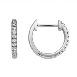 Image for Diamond Hinged Huggie Hoop Earrings in White Gold, 0.10 cttw