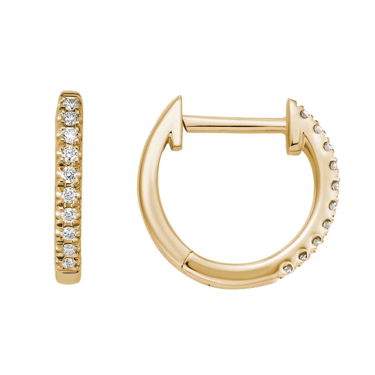 Diamond Hinged Huggie Hoop Earrings in Yellow Gold | Borsheims