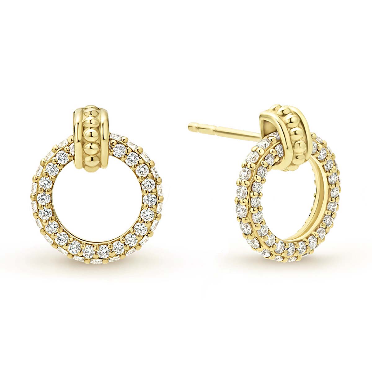 LAGOS Meridian 18K Yellow Gold Circle Diamond Stud Earrings
