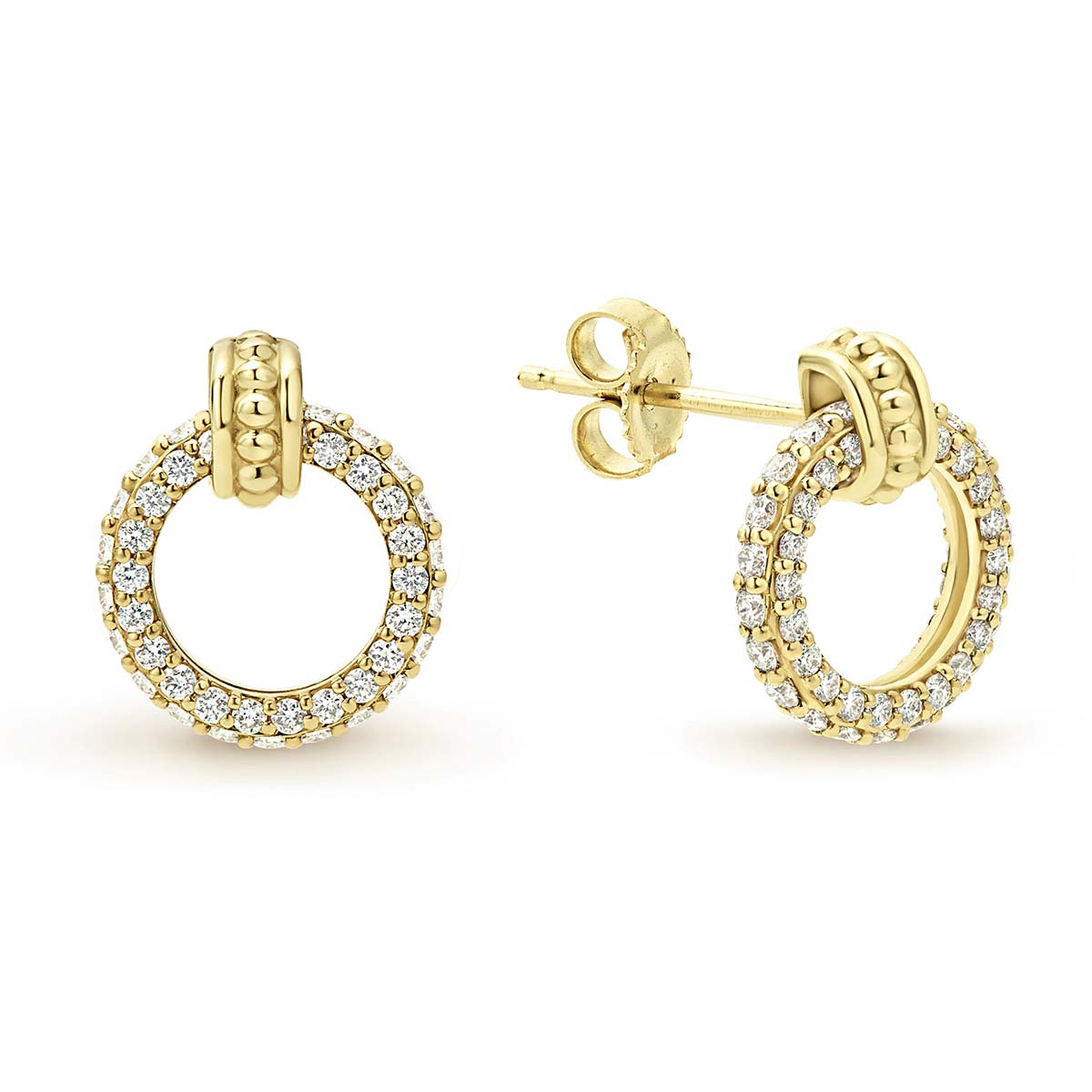 LAGOS Meridian 18K Yellow Gold Circle Diamond Stud Earrings