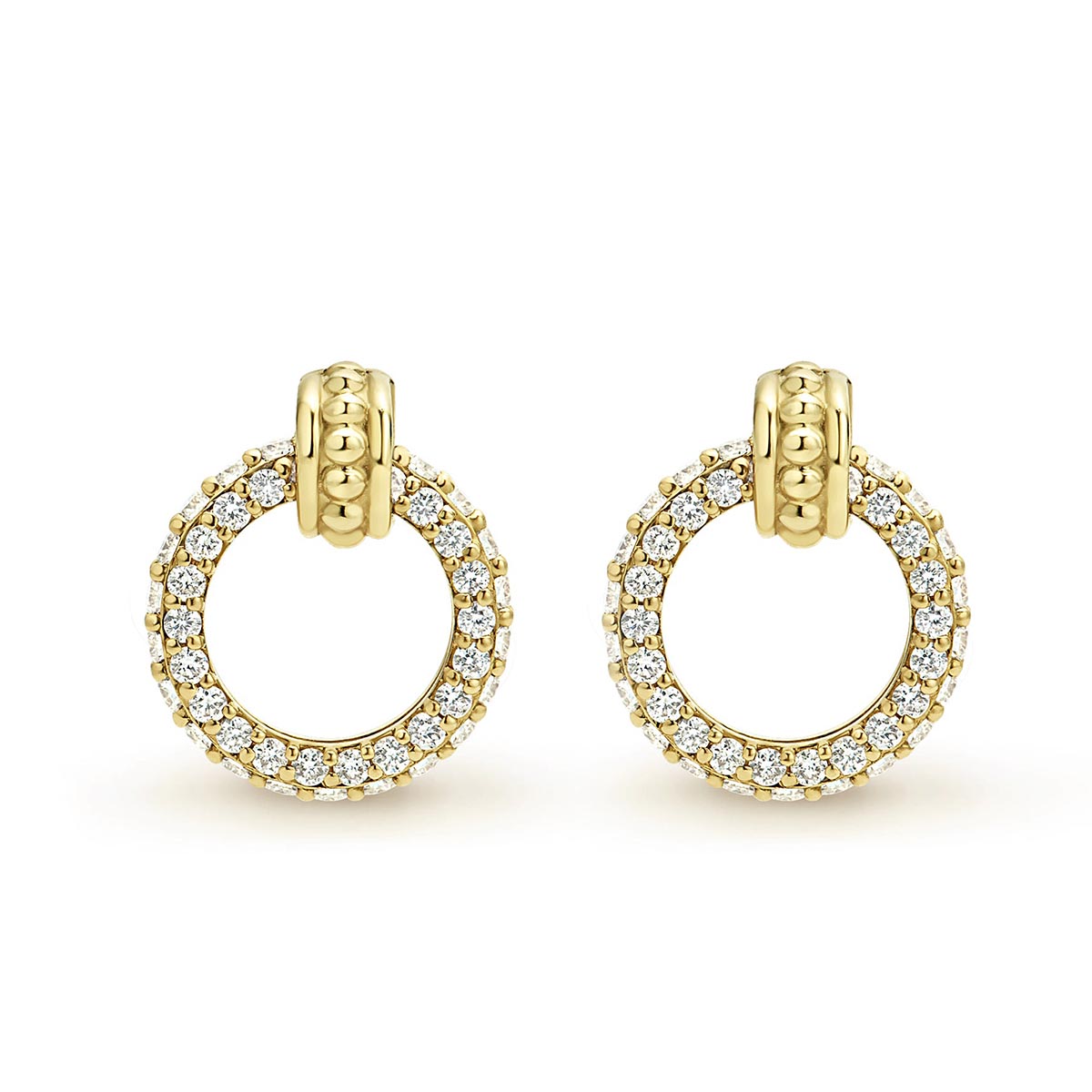 LAGOS Meridian 18K Yellow Gold Circle Diamond Stud Earrings