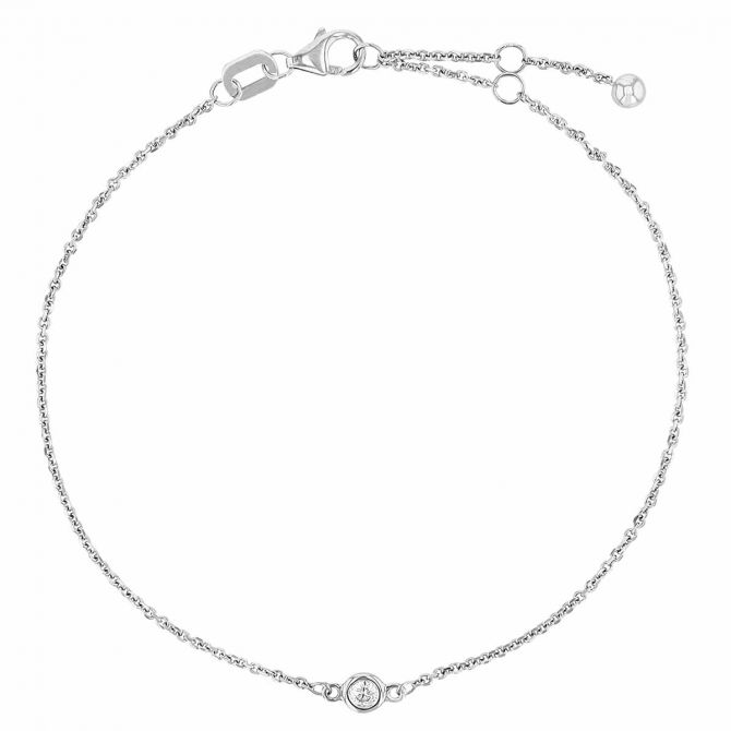 Diamond Bezel Set Single Station Bracelet in White Gold