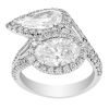 J.B. Star Twogether Oval & Pear Shaped Diamond Halo Bypass Ring in Platinum