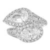 J.B. Star Twogether Oval & Pear Shaped Diamond Halo Bypass Ring in Platinum