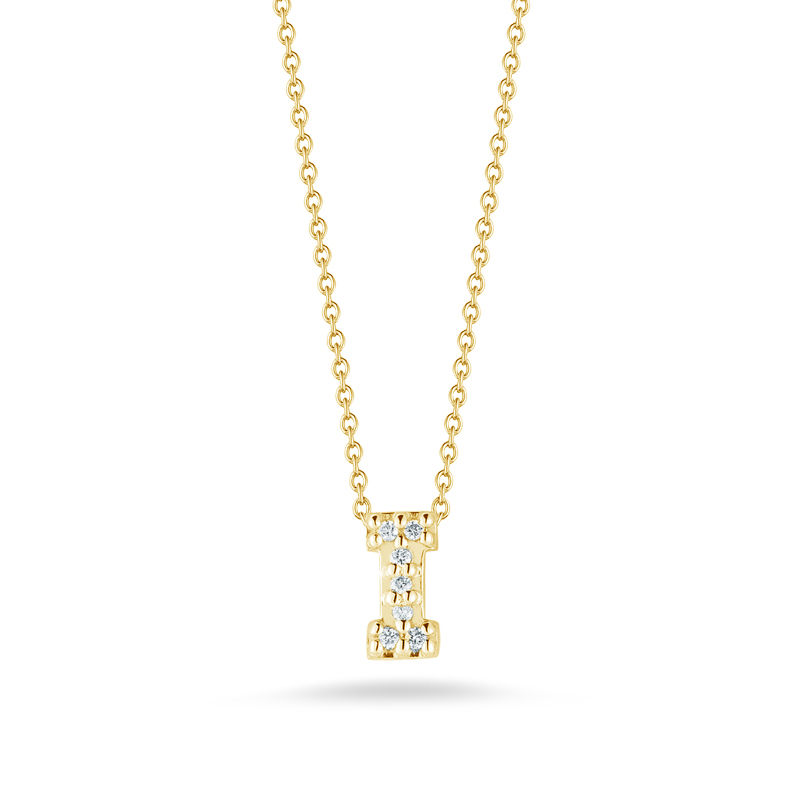 Roberto Coin Tiny Treasures Love Letter Diamond Initial Necklaces in Yellow Gold