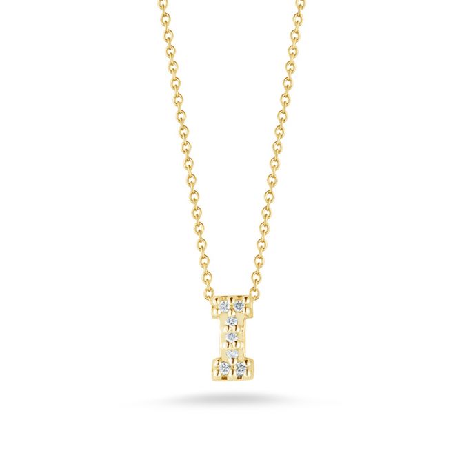 Roberto Coin Tiny Treasures Love Letter Diamond Initial Necklaces in Yellow Gold