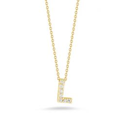 Image for Roberto Coin Tiny Treasures Love Letter Diamond Initial "L" Necklace in Yellow Gold