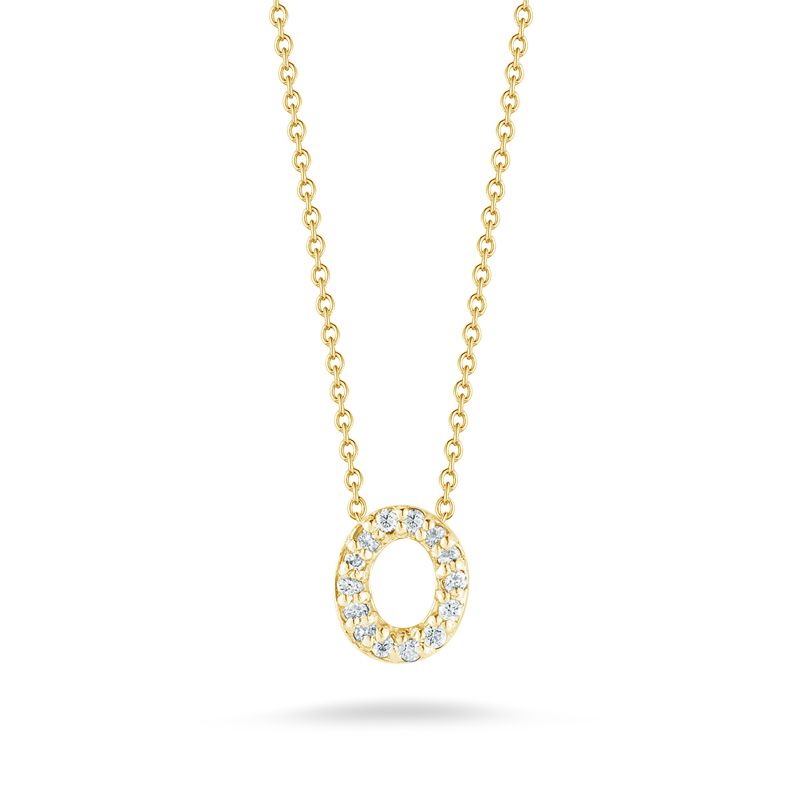 Roberto Coin Tiny Treasures Love Letter Diamond Initial Necklaces in Yellow Gold