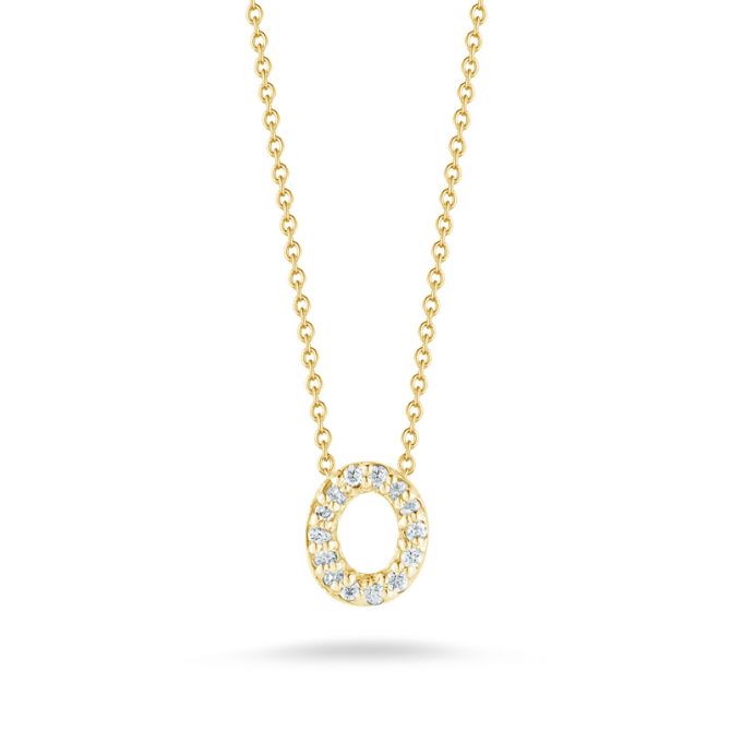 Roberto Coin Tiny Treasures Love Letter Diamond Initial Necklaces in Yellow Gold